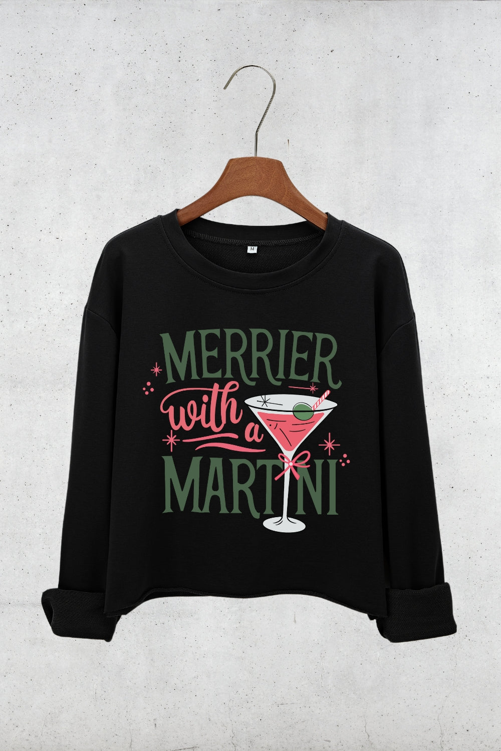 Christmas Cocktail Martini Crop Sweatshirt