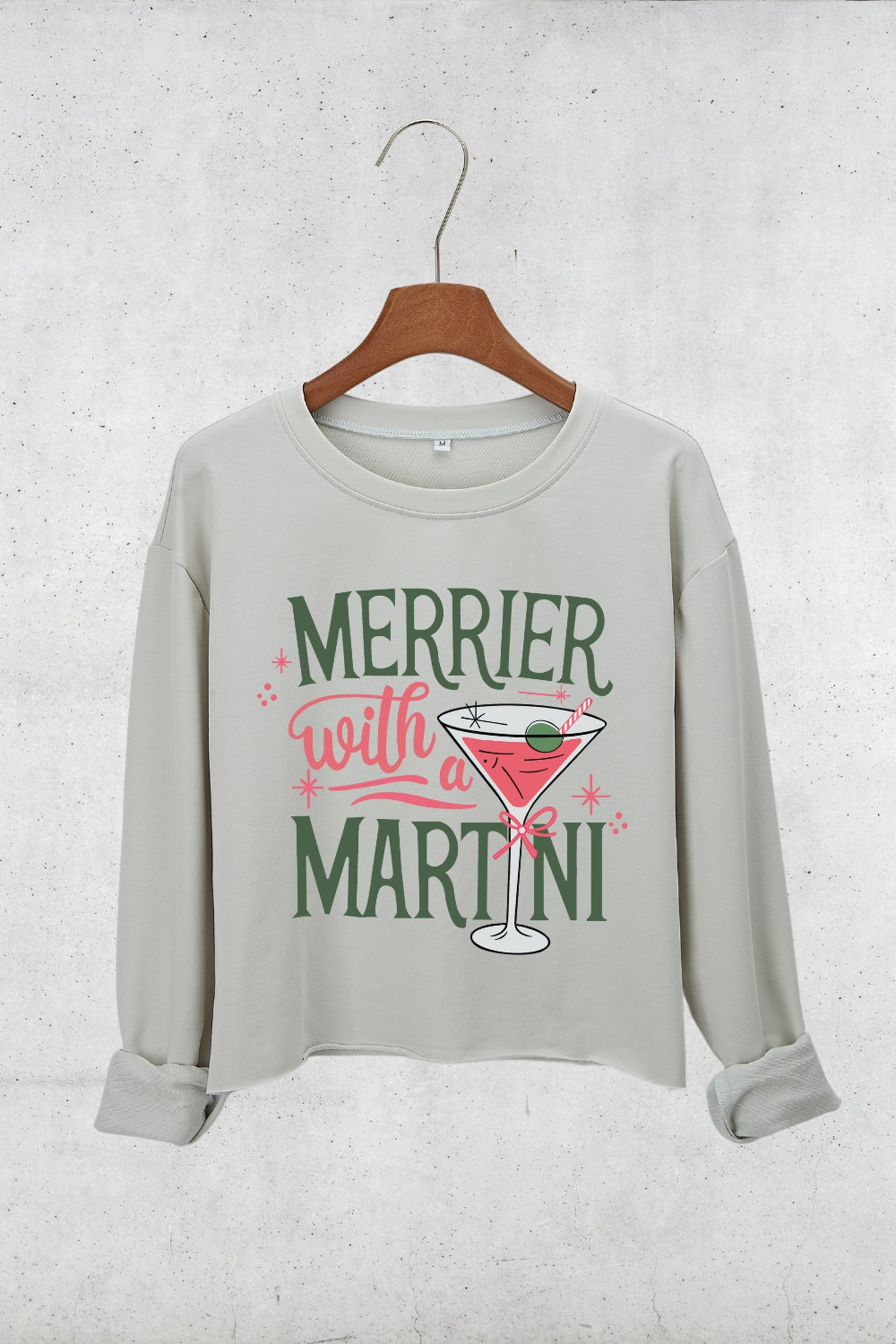 Christmas Cocktail Martini Crop Sweatshirt