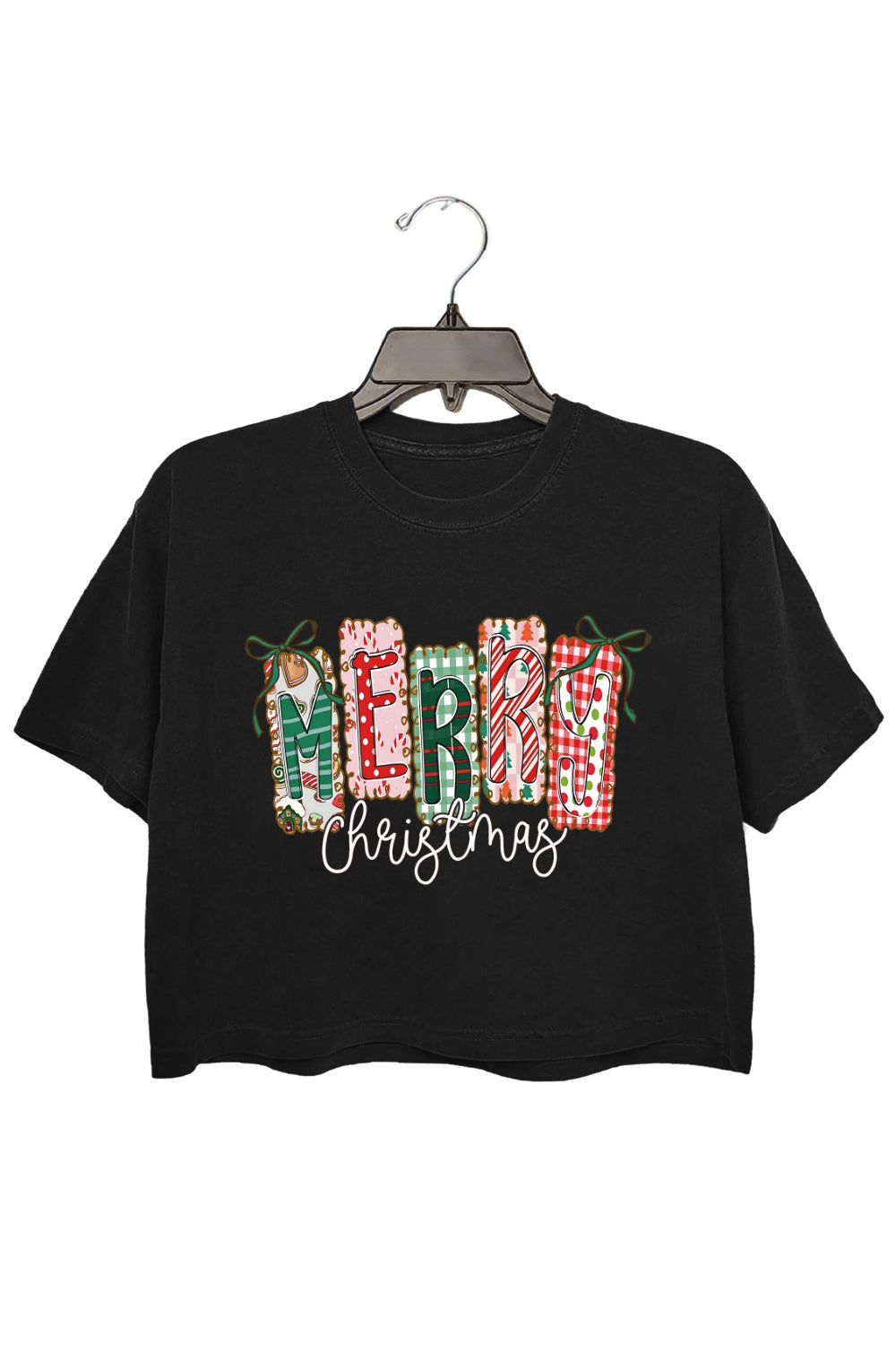 Coquette Christmas Tree Bow Crop Top For Women