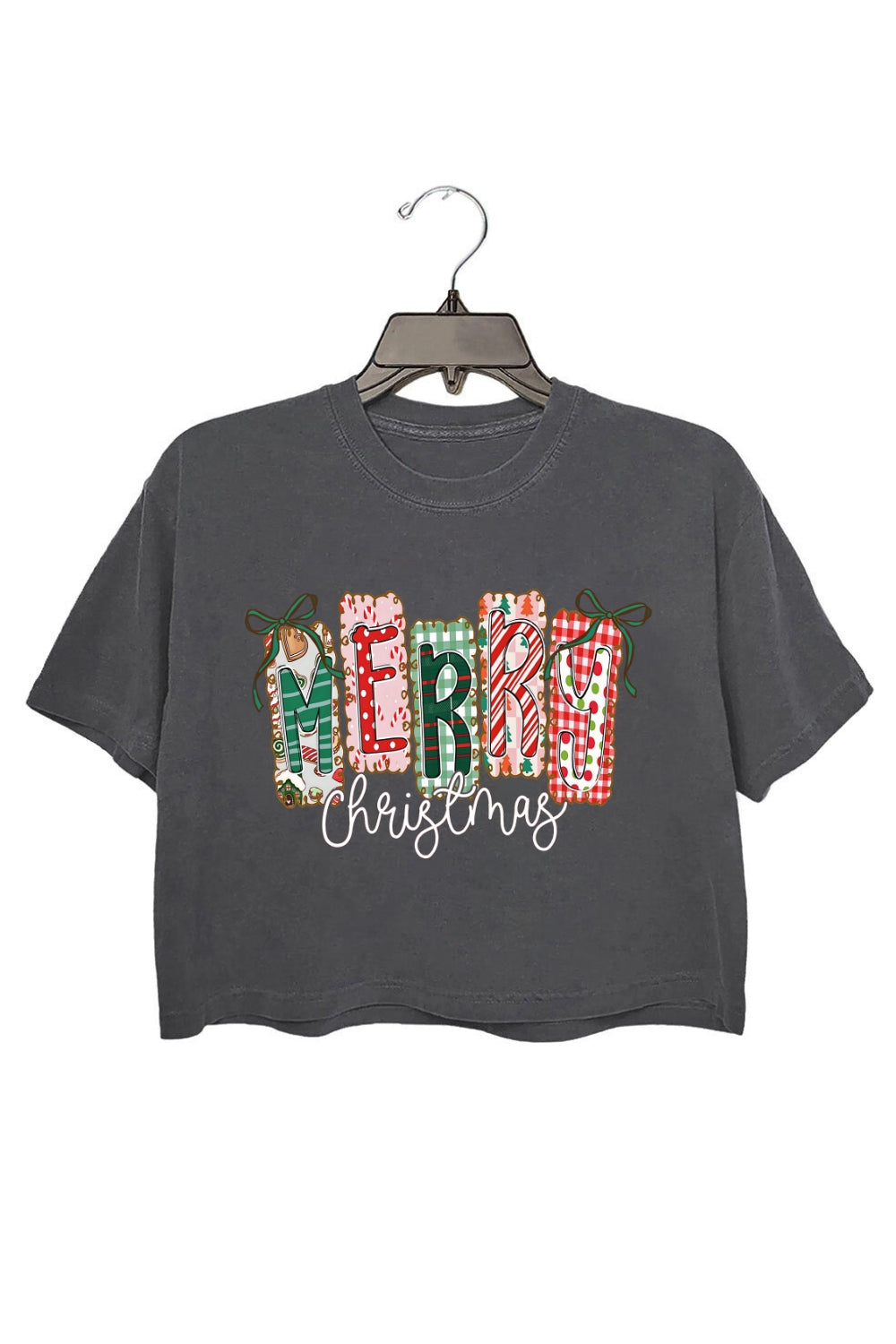 Coquette Christmas Tree Bow Crop Top For Women