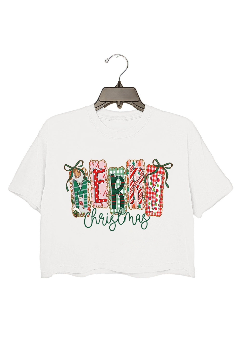 Coquette Christmas Tree Bow Crop Top For Women
