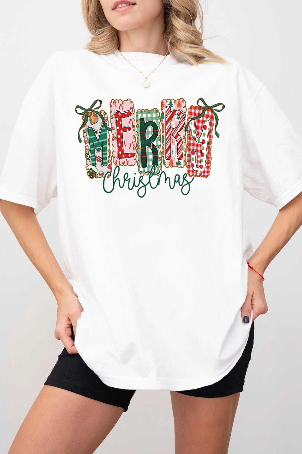 Coquette Christmas Tree Bow Tee For Women