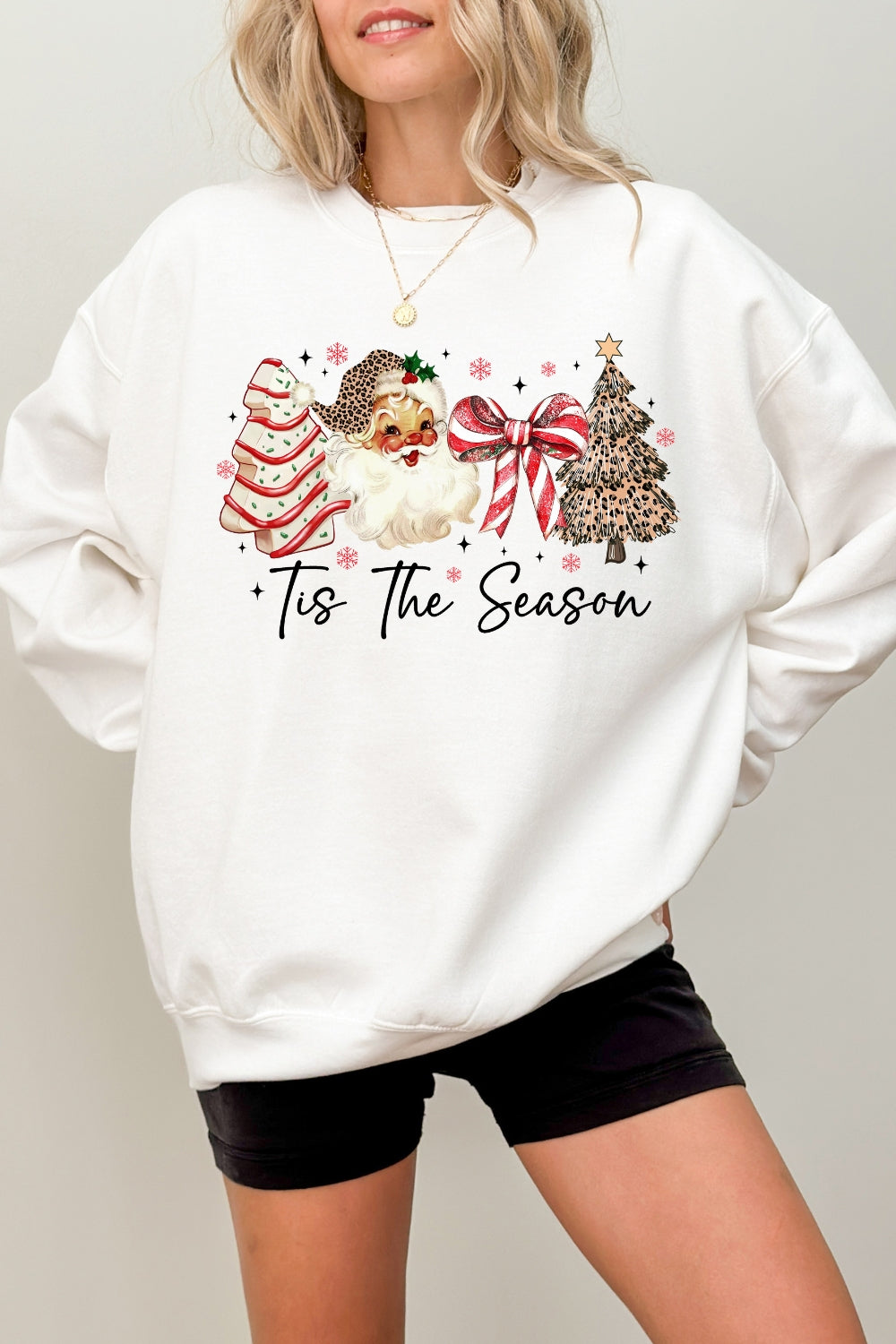 Tis The Season Leopard Santa Christmas Sweatshirt For Women