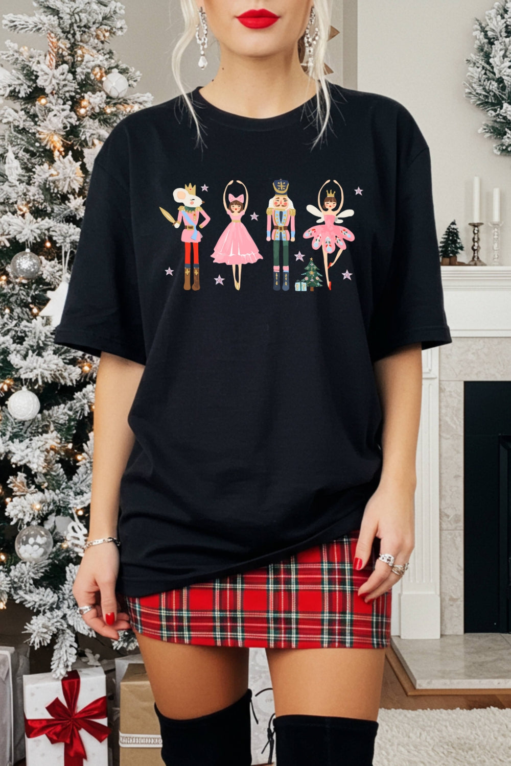 Pink Christmas Nutcracker Ballet Tee For Women