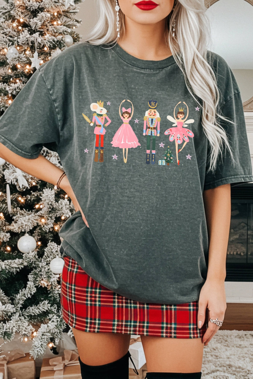 Pink Christmas Nutcracker Ballet Tee For Women