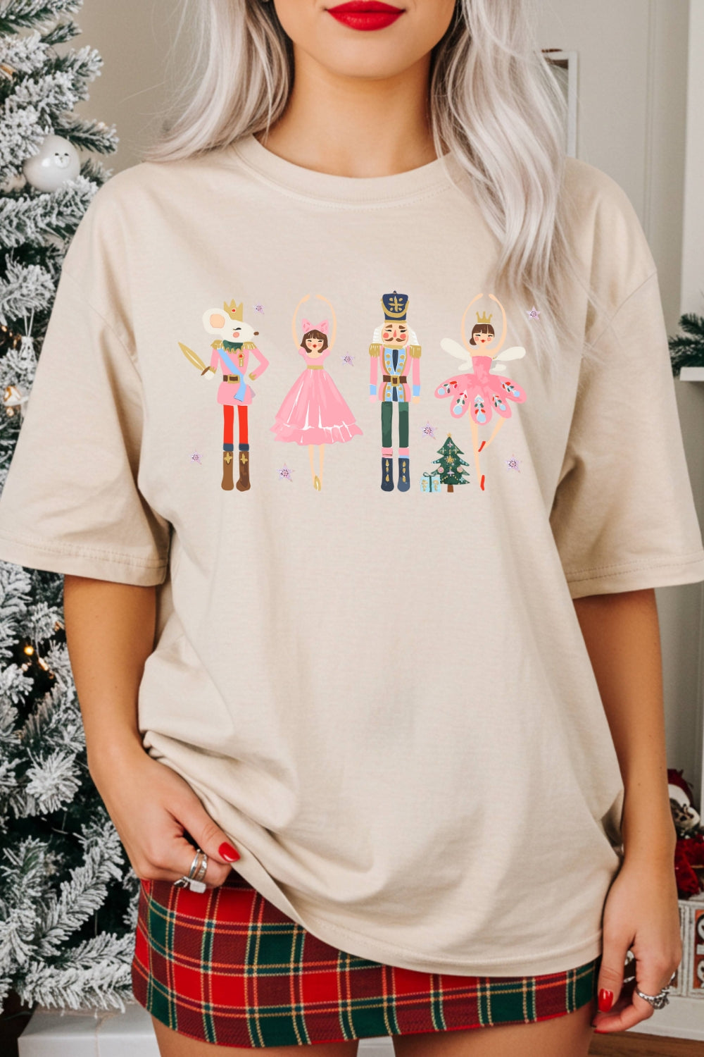 Pink Christmas Nutcracker Ballet Tee For Women