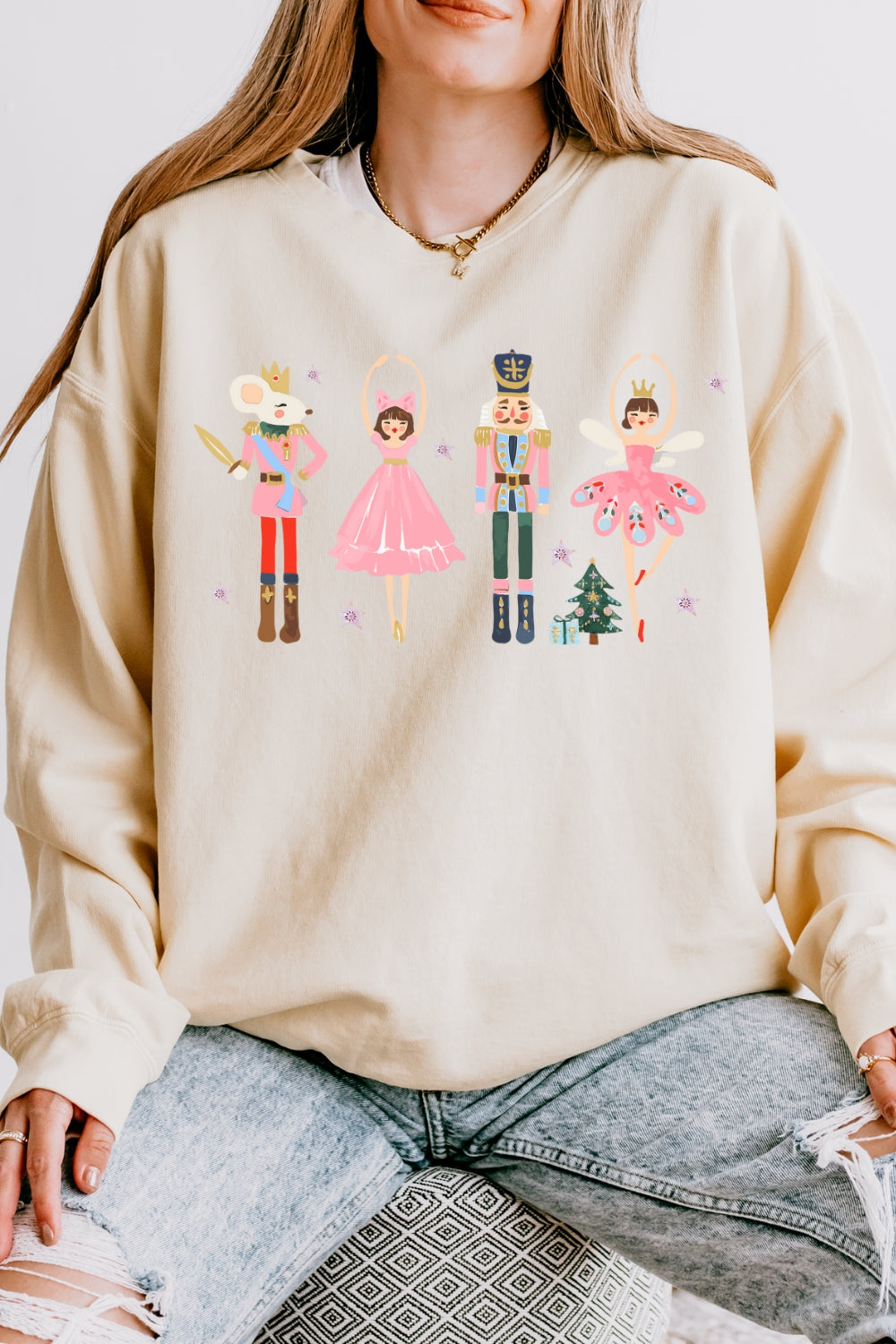 Pink Christmas Nutcracker Ballet Sweatshirt For Women