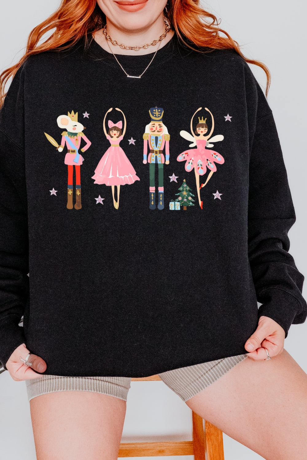 Pink Christmas Nutcracker Ballet Sweatshirt For Women