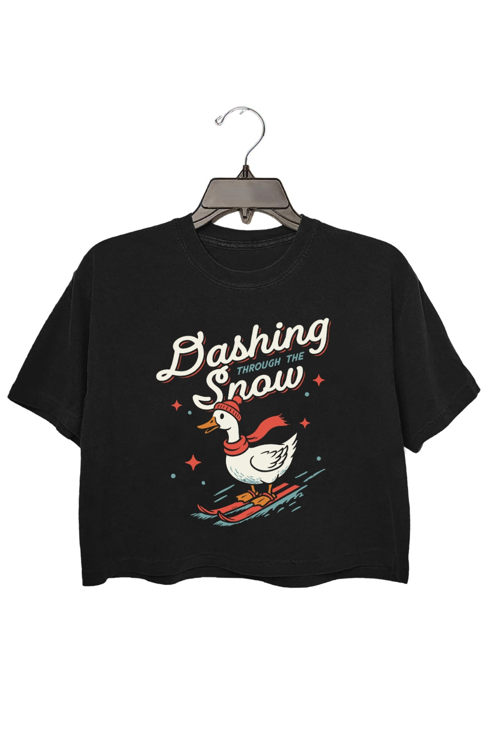 Dashing Through The Snow Goose Skiing Crop Top For Women