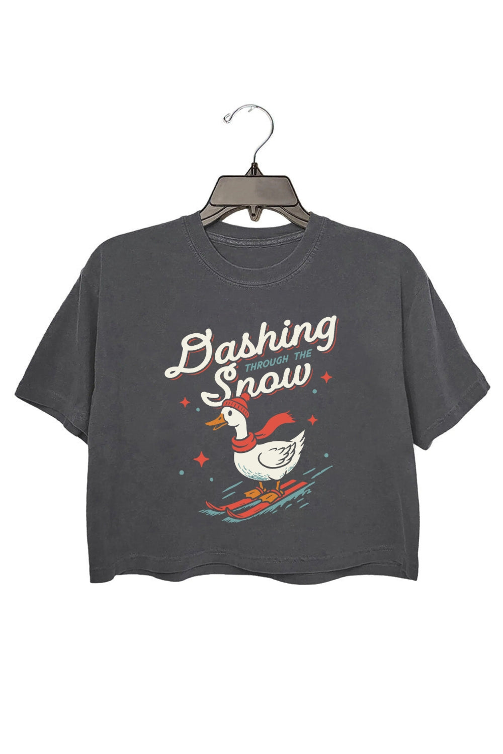 Dashing Through The Snow Goose Skiing Crop Top For Women