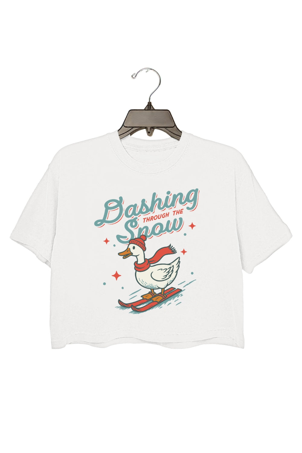 Dashing Through The Snow Goose Skiing Crop Top For Women