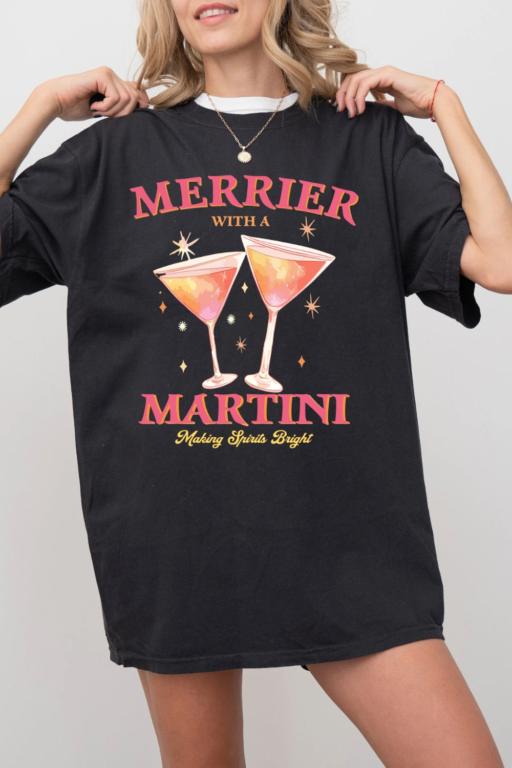 Merrier With A Christmas Martini Tee For Women