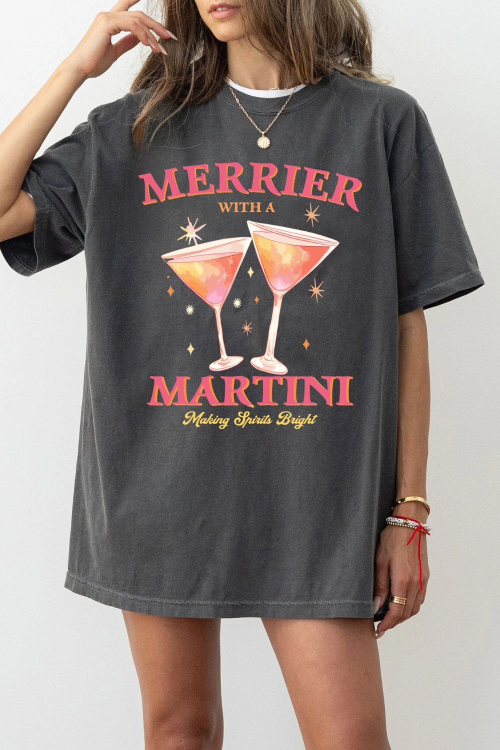Merrier With A Christmas Martini Tee For Women