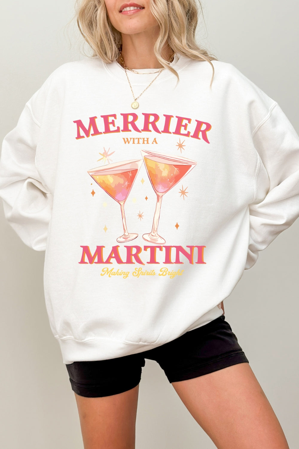 Merrier With A Christmas Martini Sweatshirt For Women