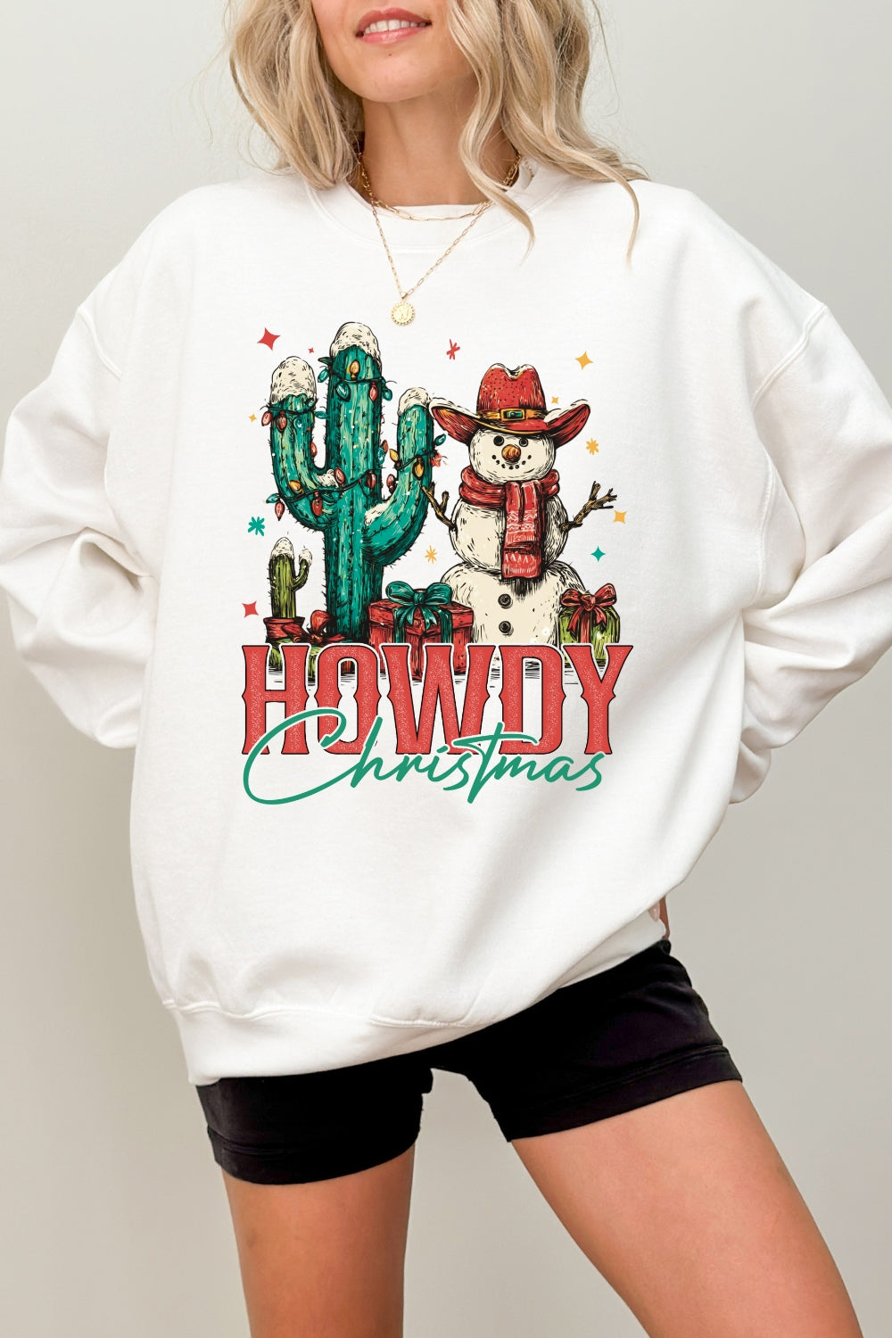 Howdy Christmas Western Snowman Sweatshirt For Women