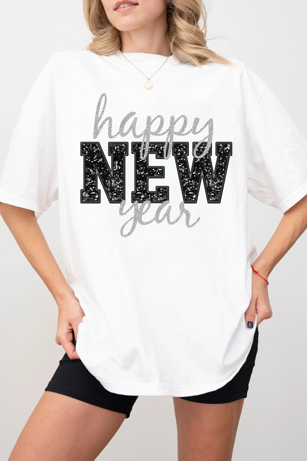 Happy New Year Glitter Tee For Women