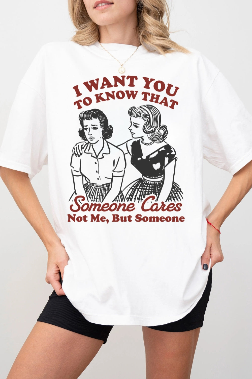 Someone Cares Retro Funny Quote Tee For Women