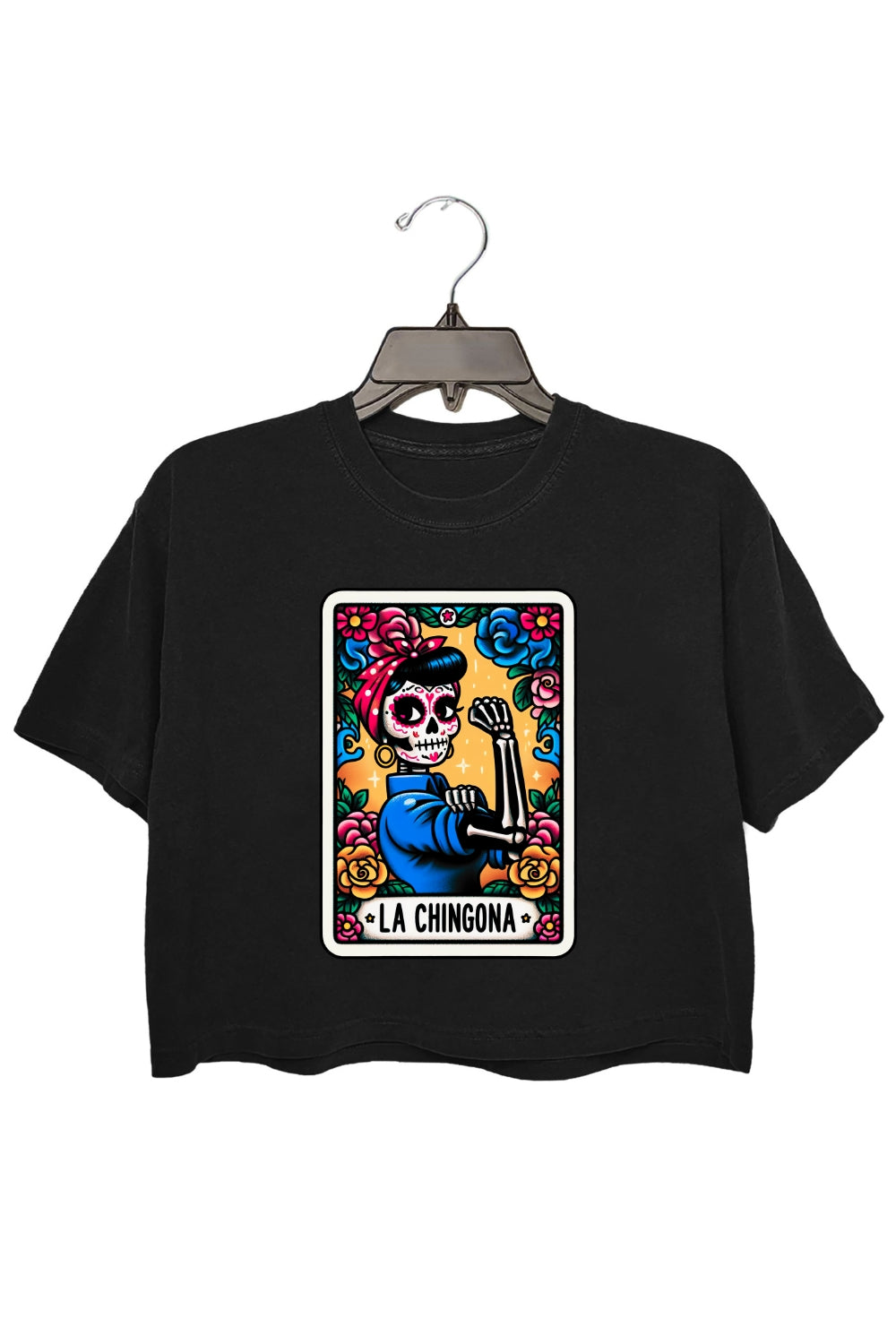 La Chingona Tarot Card Skeleton Crop Top For Women