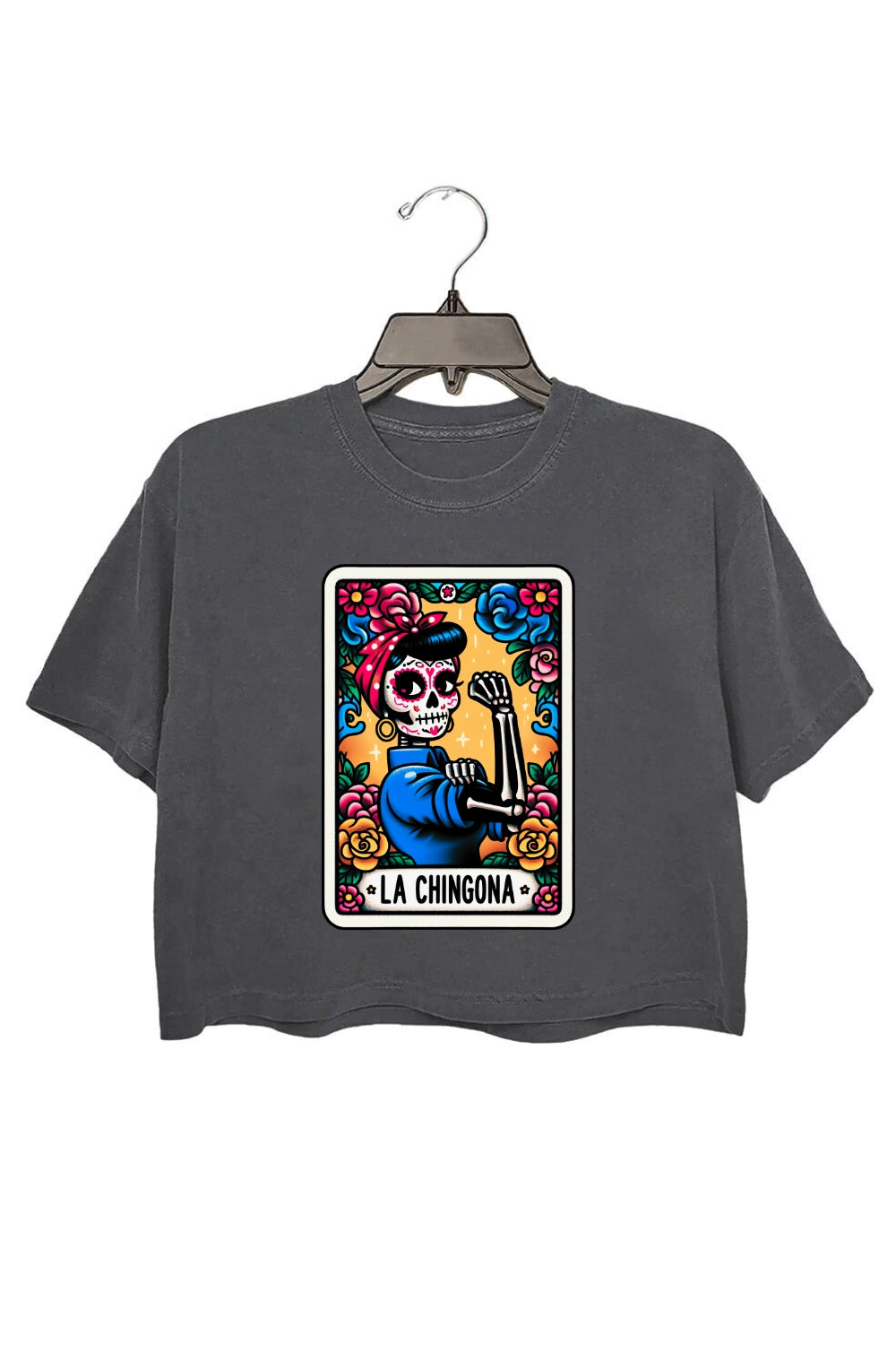 La Chingona Tarot Card Skeleton Crop Top For Women