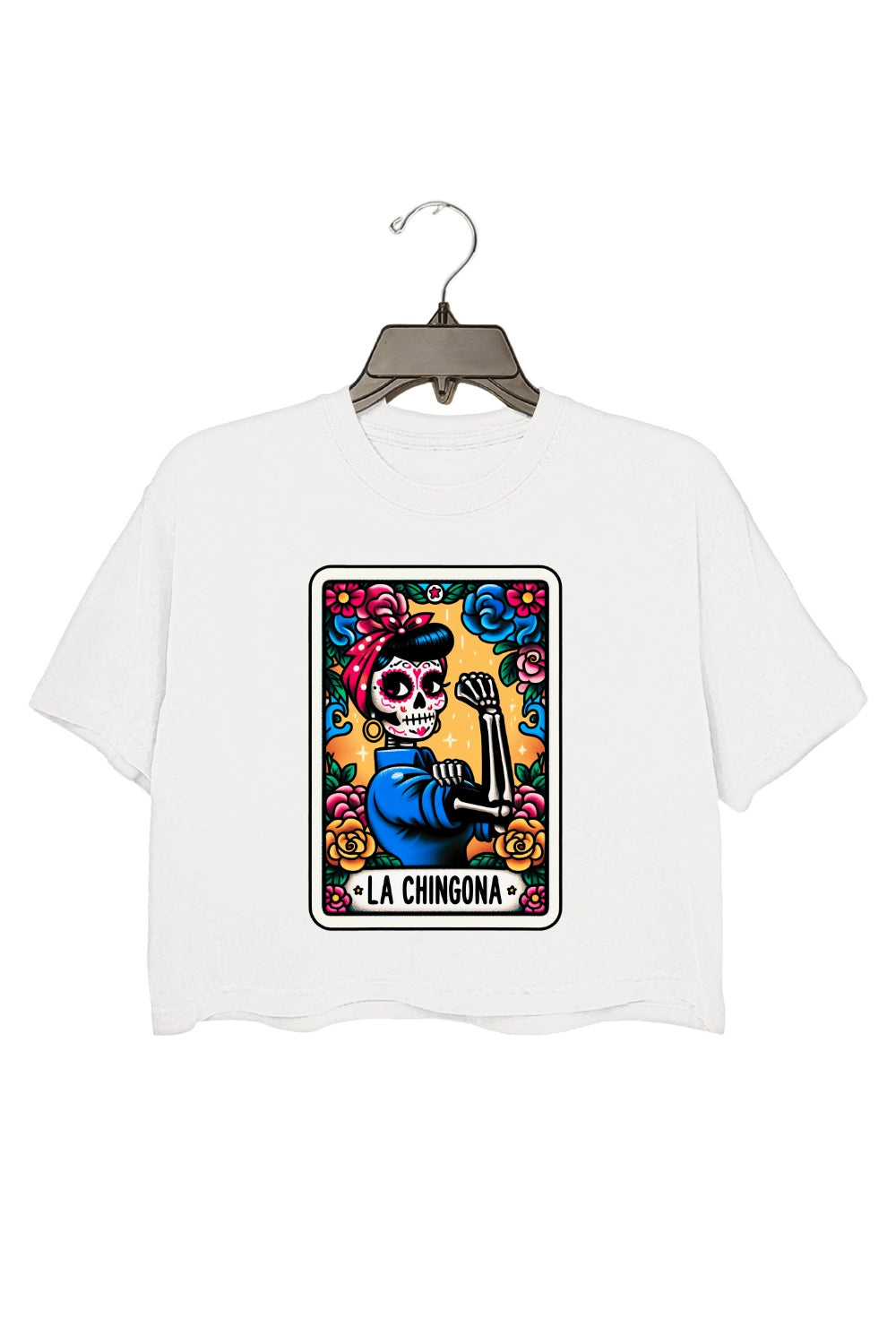 La Chingona Tarot Card Skeleton Crop Top For Women