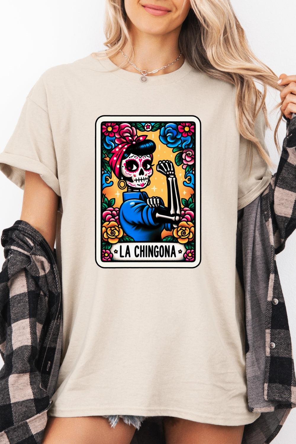 La Chingona Tarot Card Skeleton Tee For Women