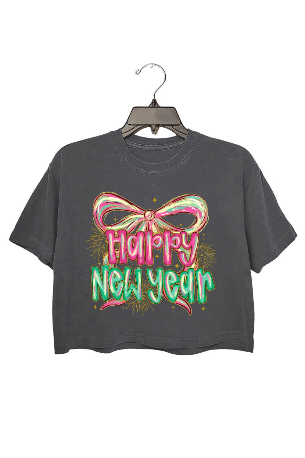 Happy New Year Coquette Bow Crop Top For Women
