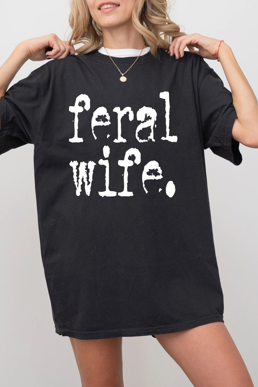 Retro Feral Wife Typography Design Tee For Women