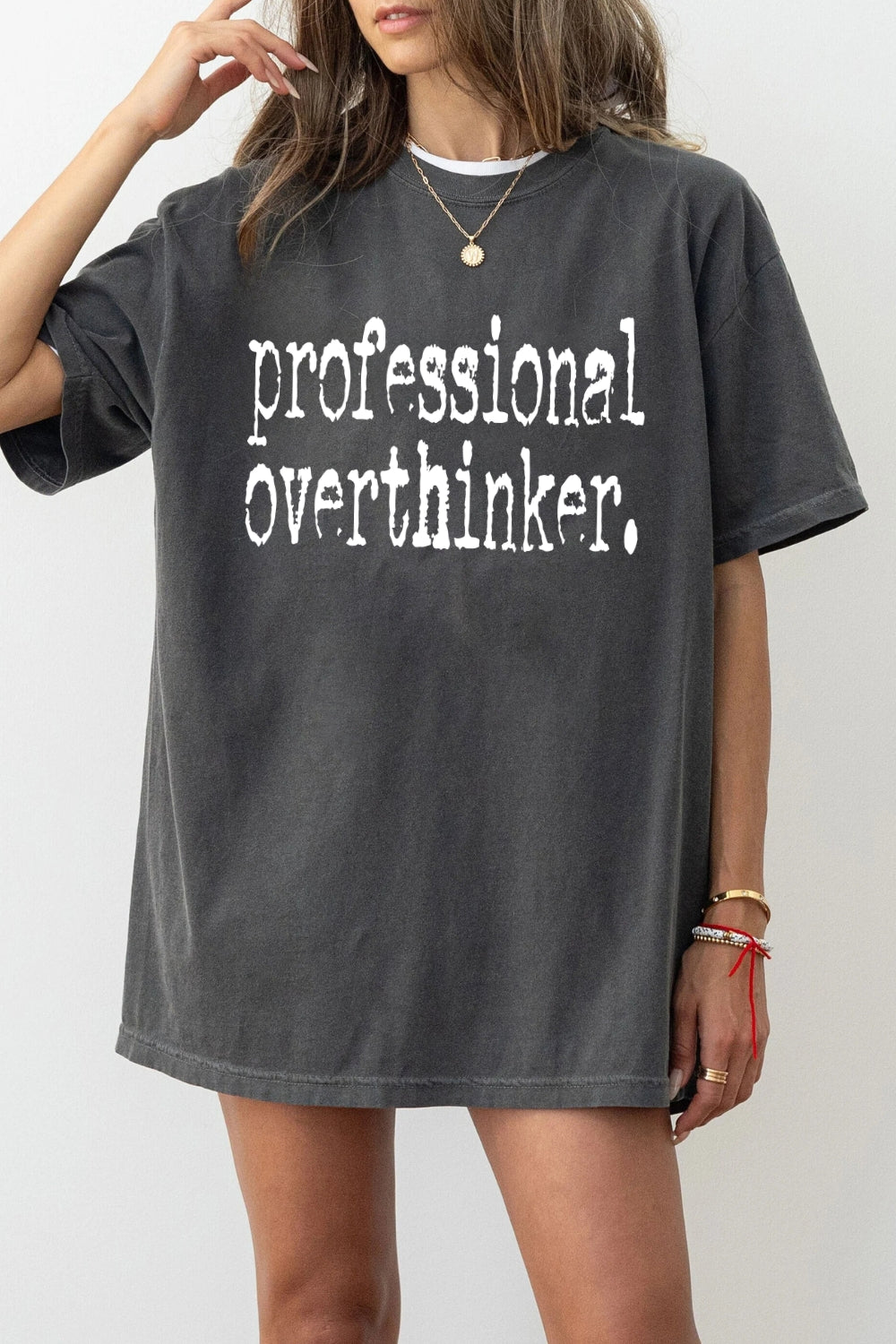 Professional Overthinker Typography Design Tee For Women