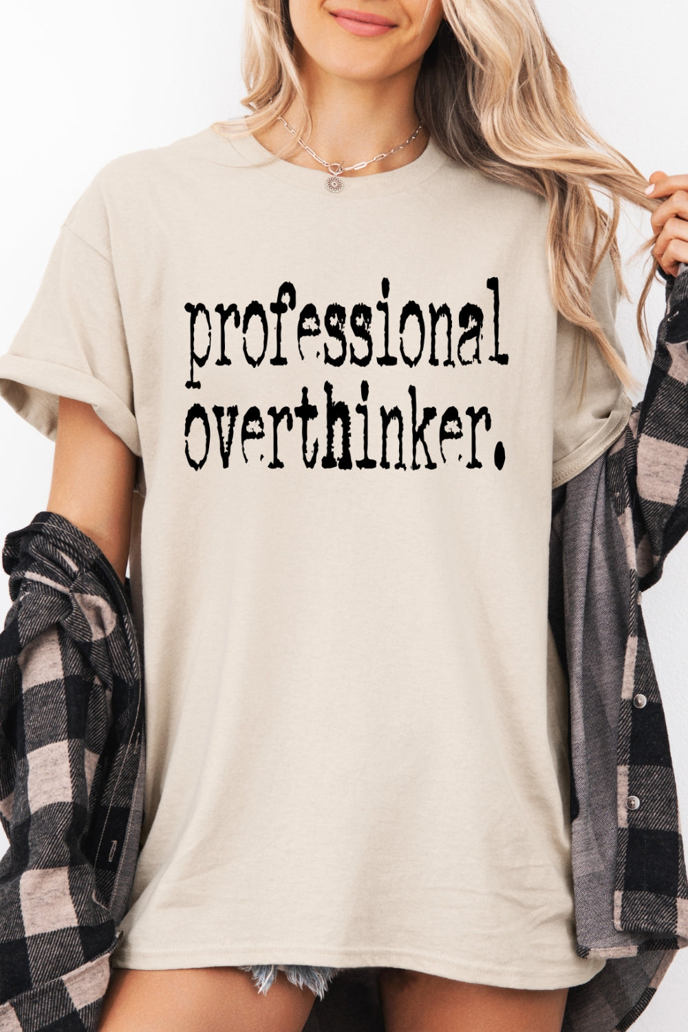 Professional Overthinker Typography Design Tee For Women