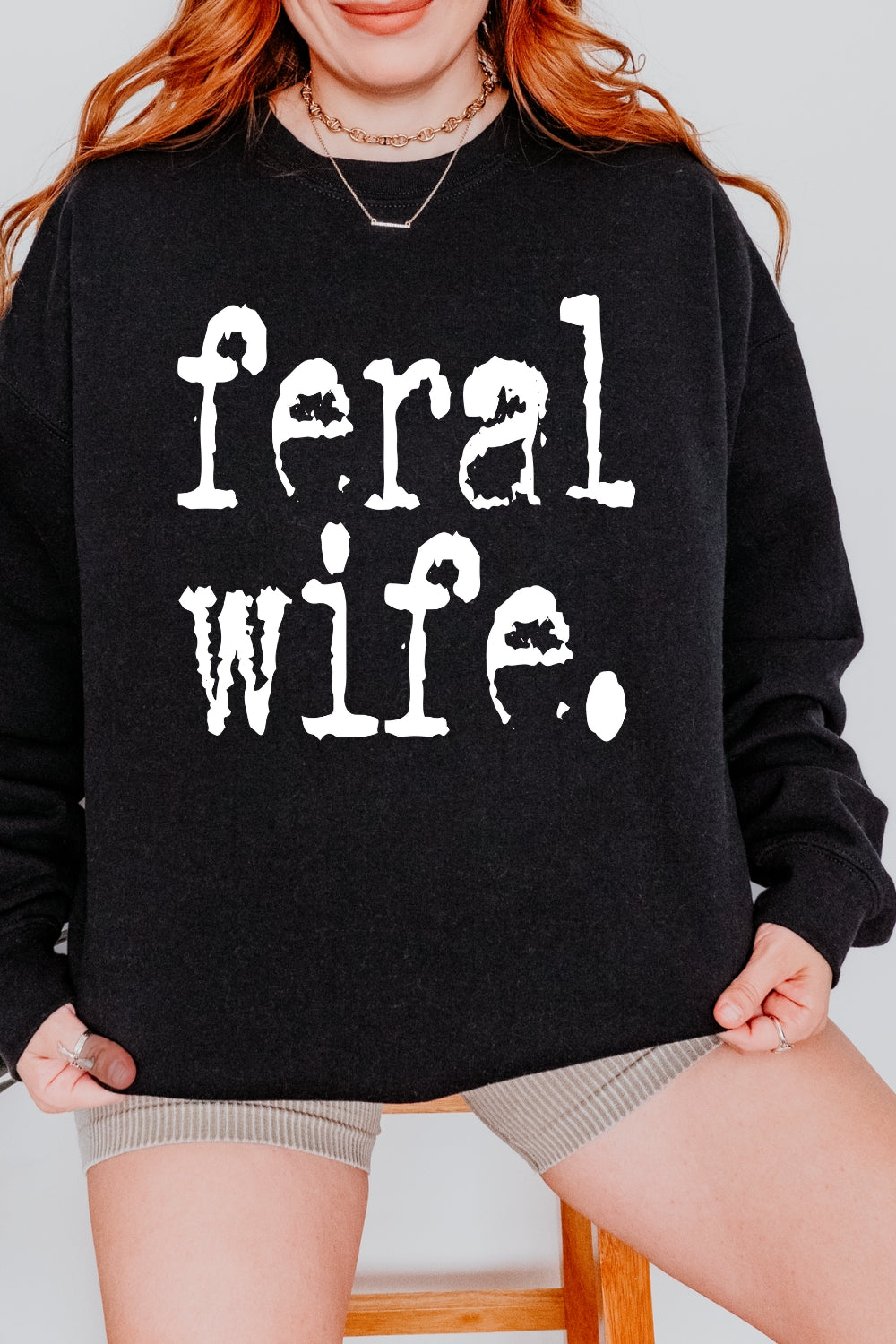 Retro Feral Wife Typography Design Sweatshirt For Women