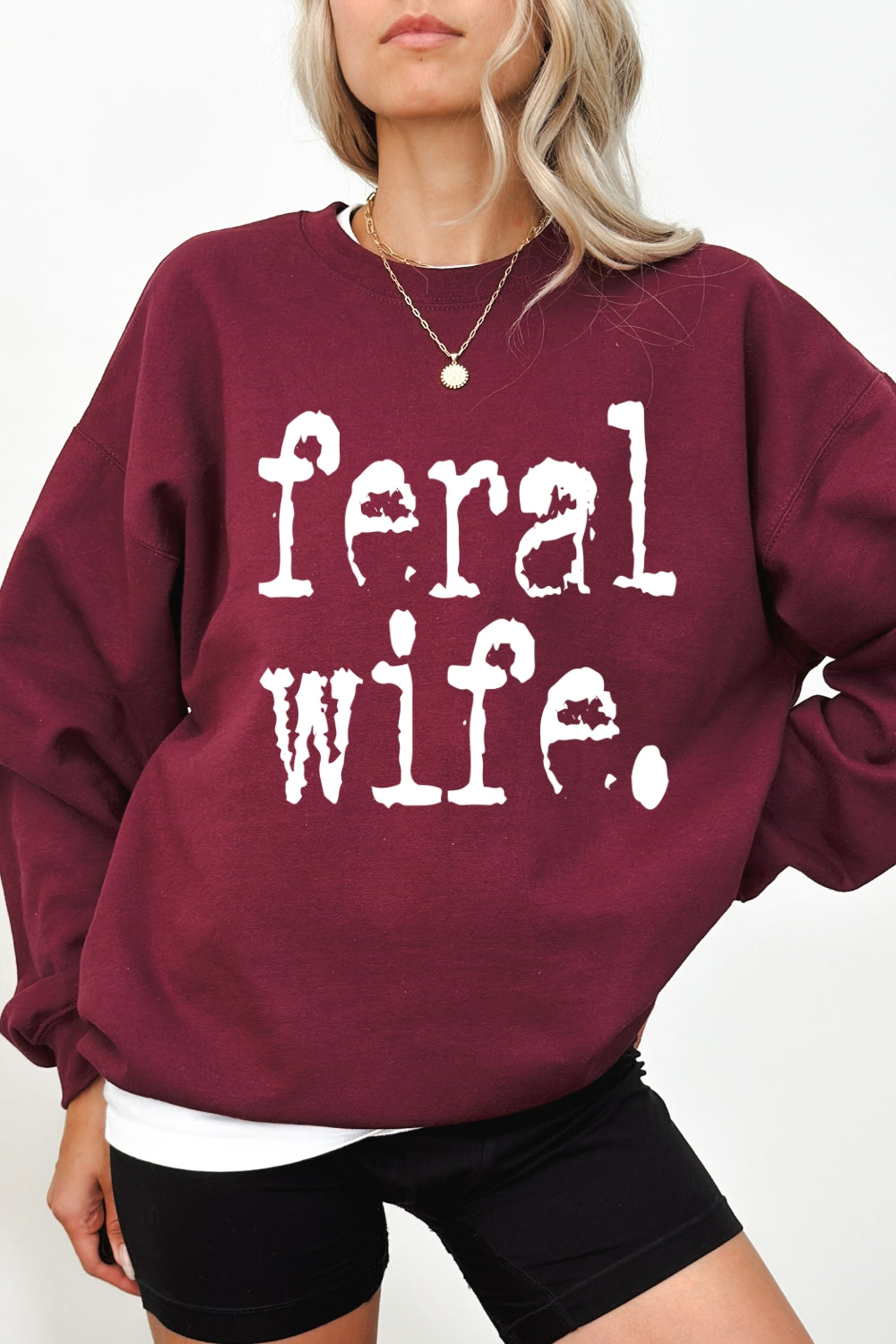 Retro Feral Wife Typography Design Sweatshirt For Women