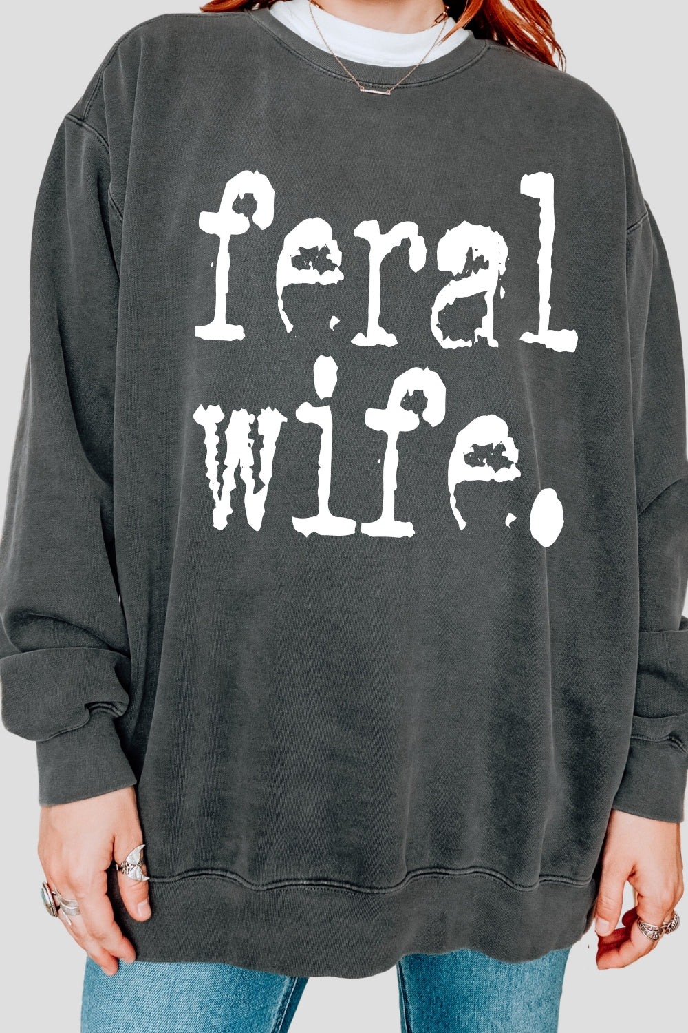 Retro Feral Wife Typography Design Sweatshirt For Women