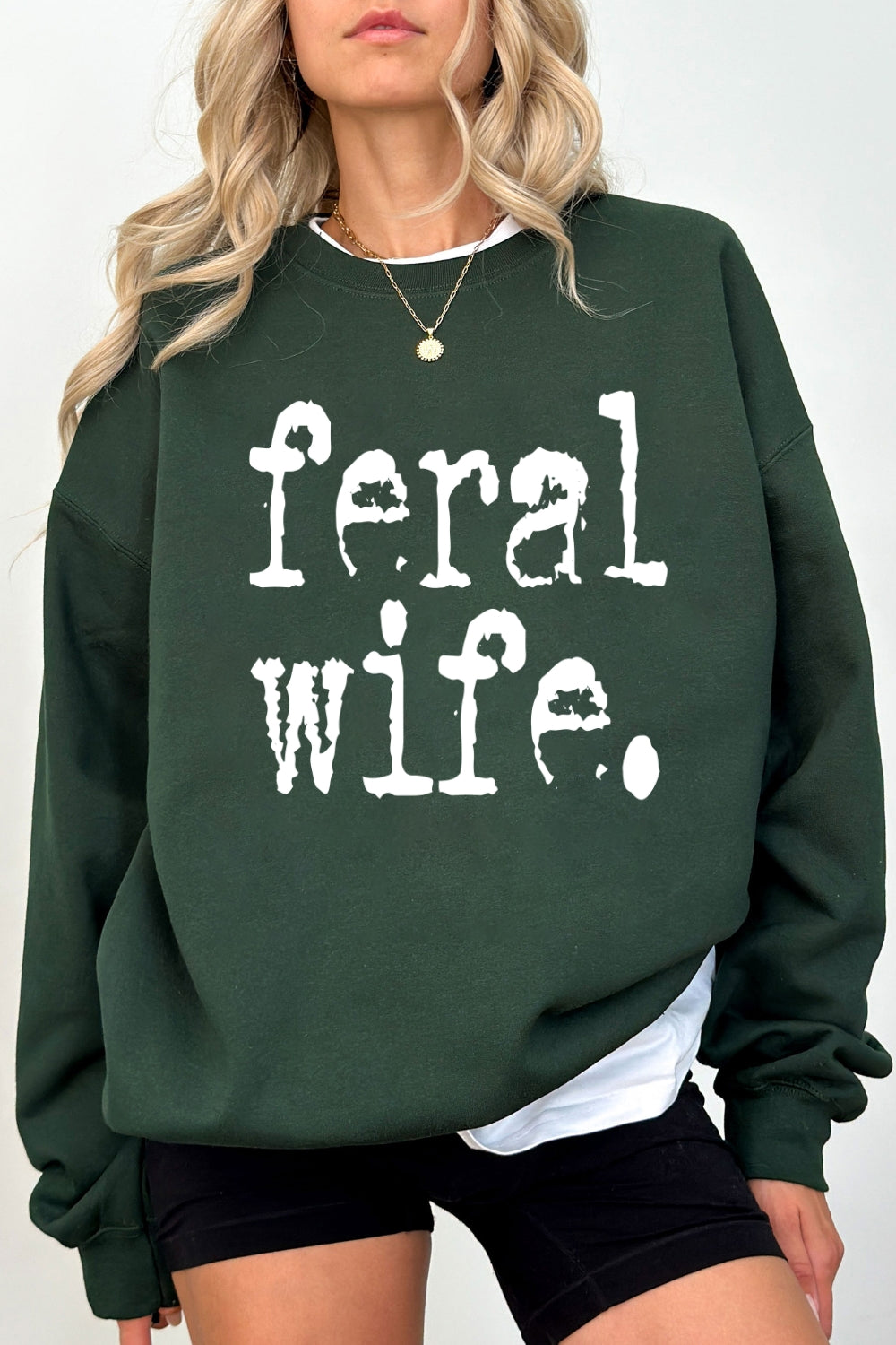 Retro Feral Wife Typography Design Sweatshirt For Women