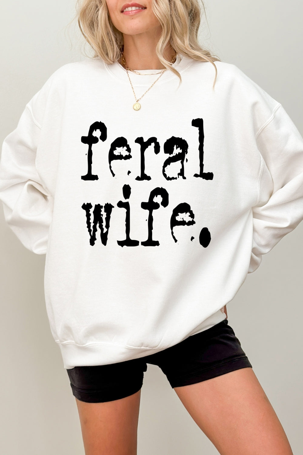 Retro Feral Wife Typography Design Sweatshirt For Women