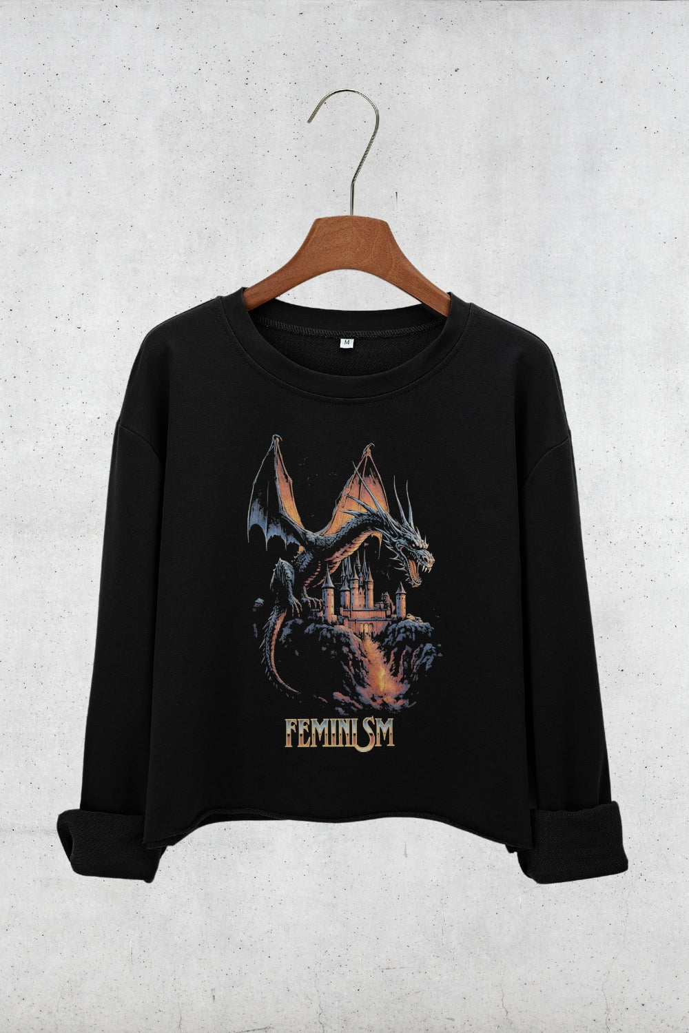 Feminism Dragon Fantasy Crop Sweatshirt For Women
