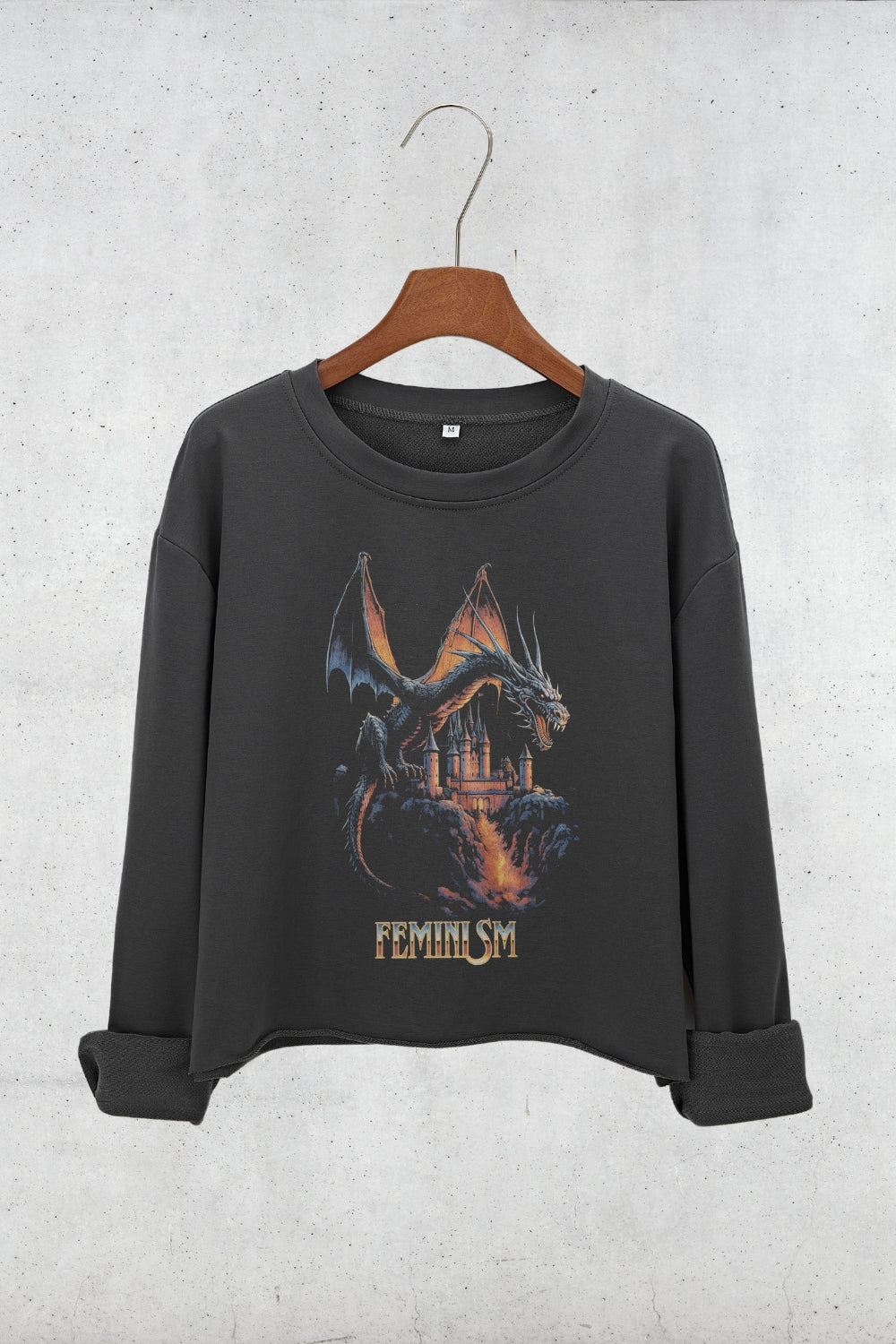 Feminism Dragon Fantasy Crop Sweatshirt For Women