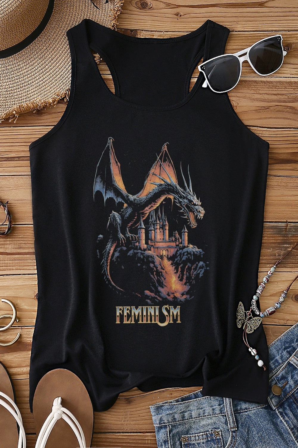 Feminism Dragon Fantasy Tank Top For Women