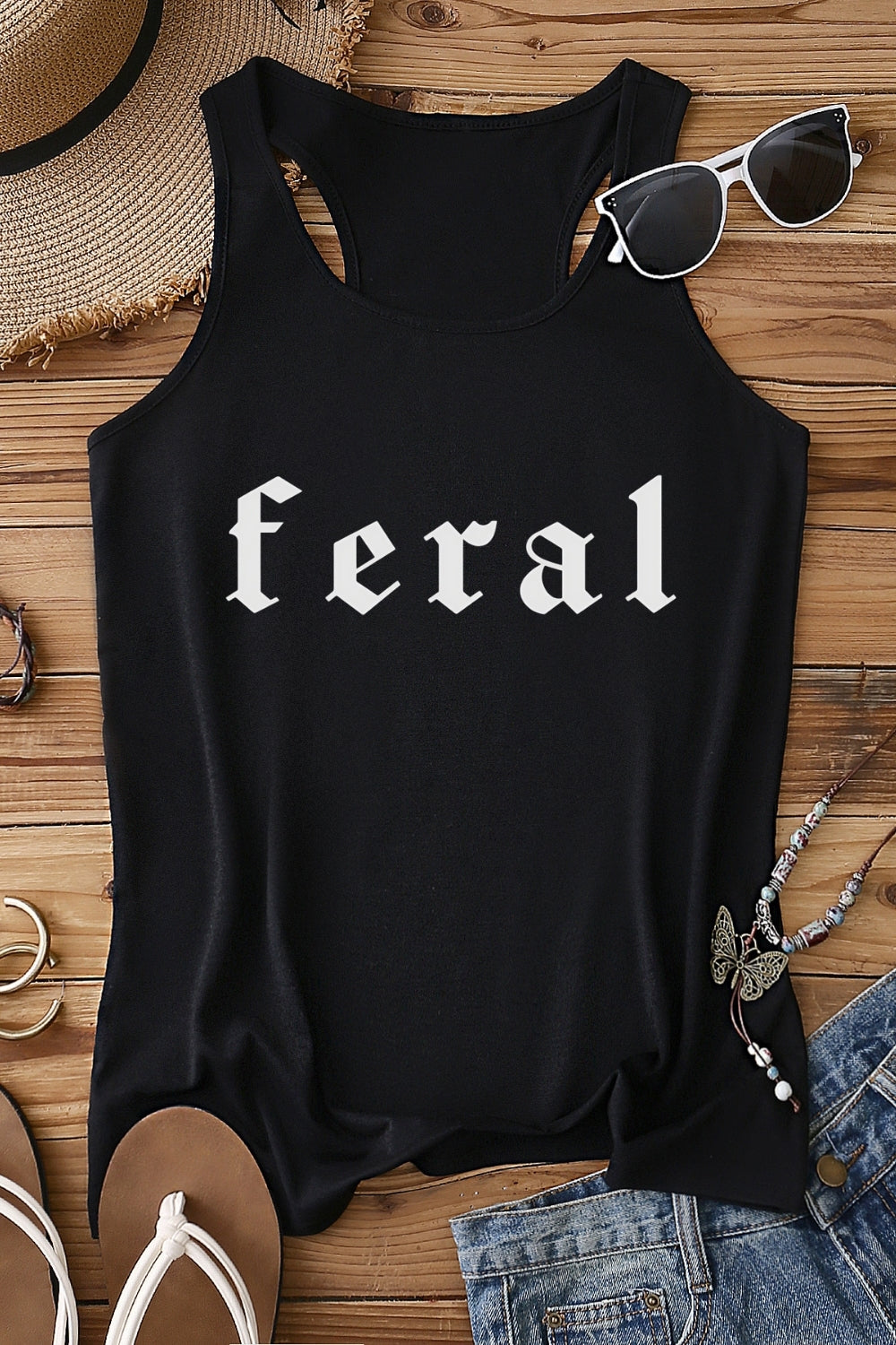 Feral Gothic Font Tank Top For Women