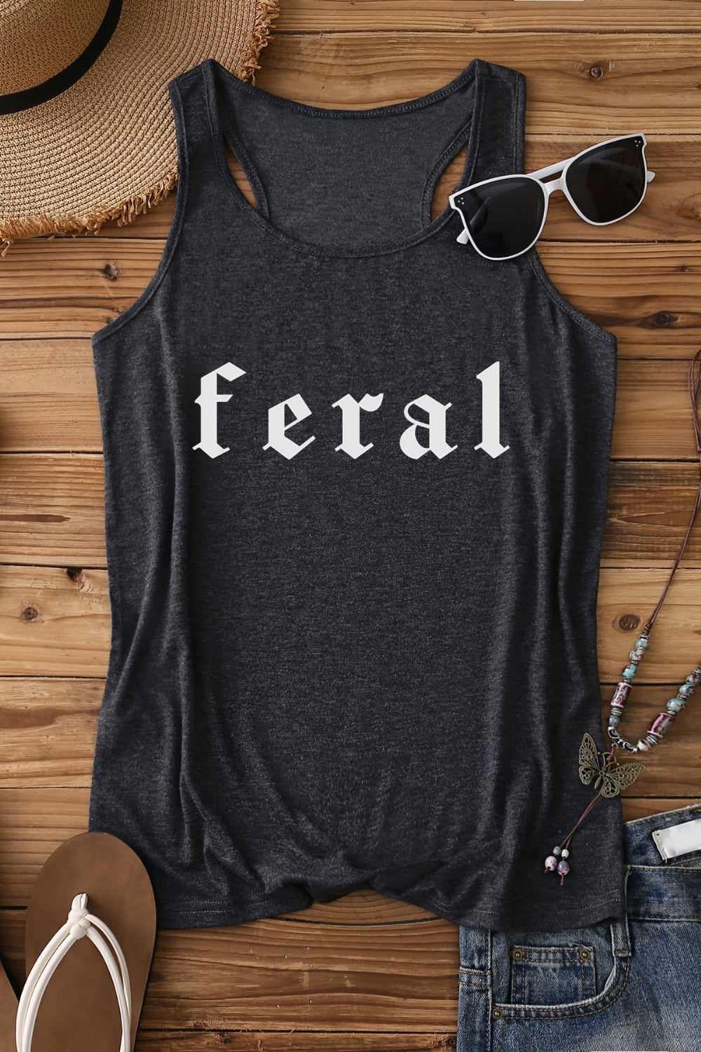 Feral Gothic Font Tank Top For Women