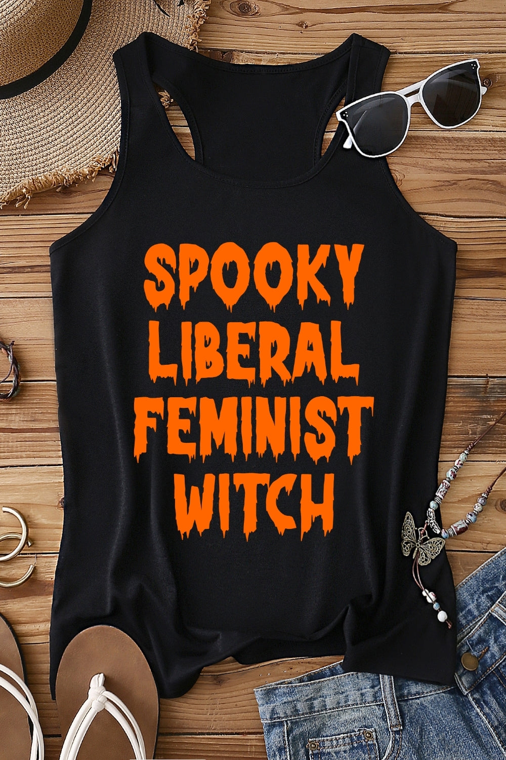 Spooky Liberal Feminist Witch Tank Top For Women