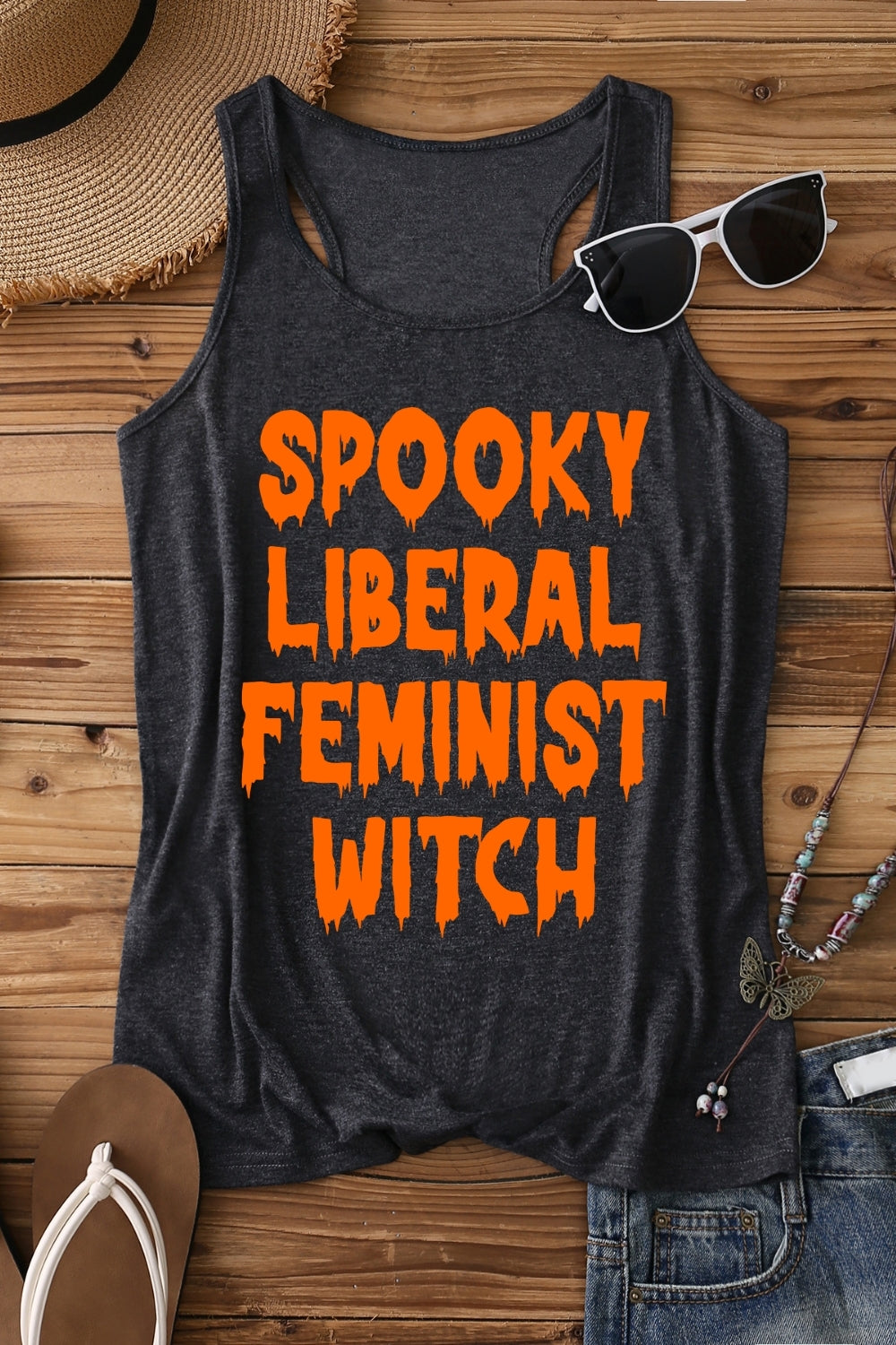 Spooky Liberal Feminist Witch Tank Top For Women