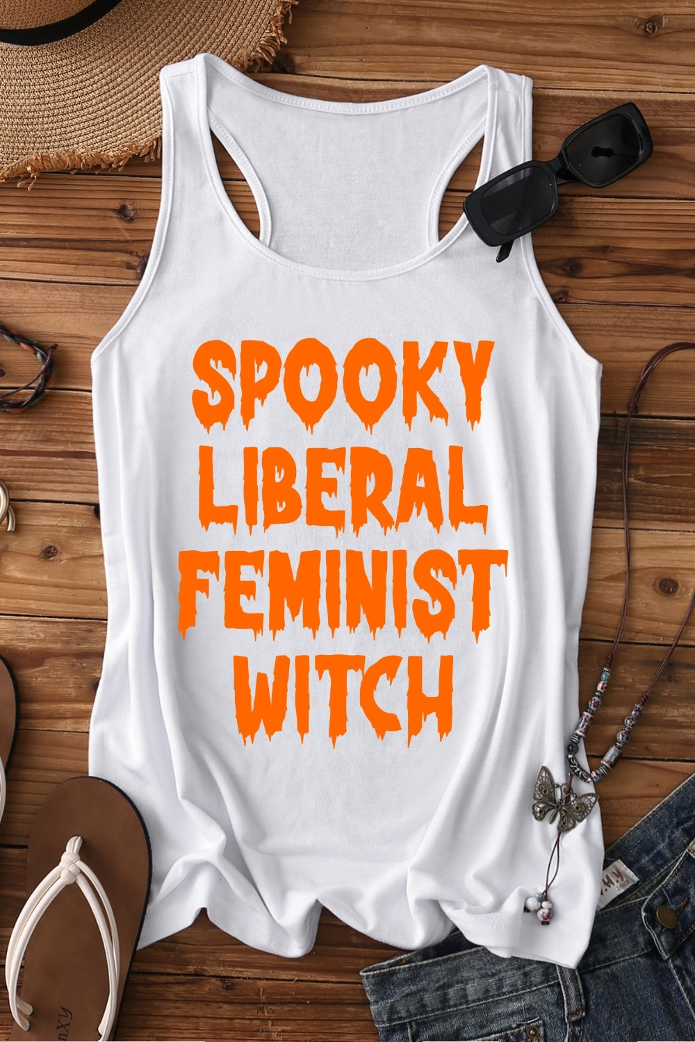 Spooky Liberal Feminist Witch Tank Top For Women