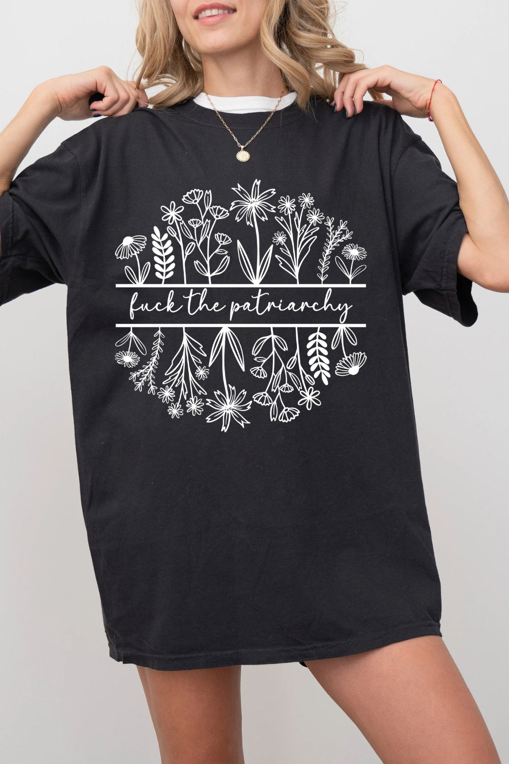 Fuck The Patriarchy Feminist Flowers Tee For Women