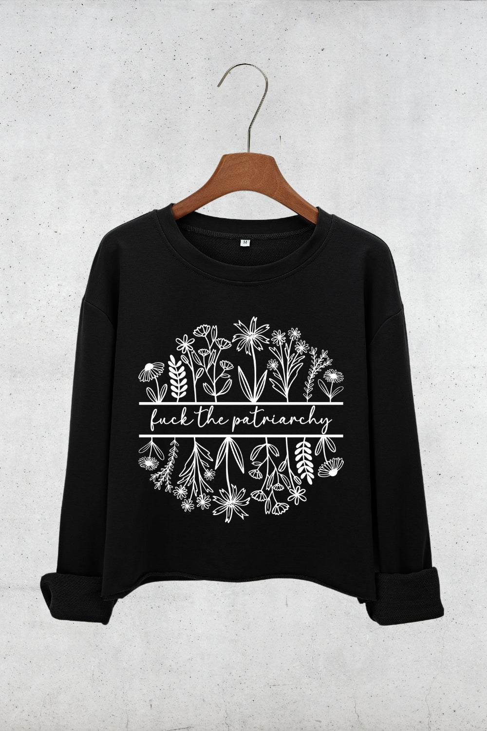 Fuck The Patriarchy Feminist Flowers Crop Sweatshirt For Women