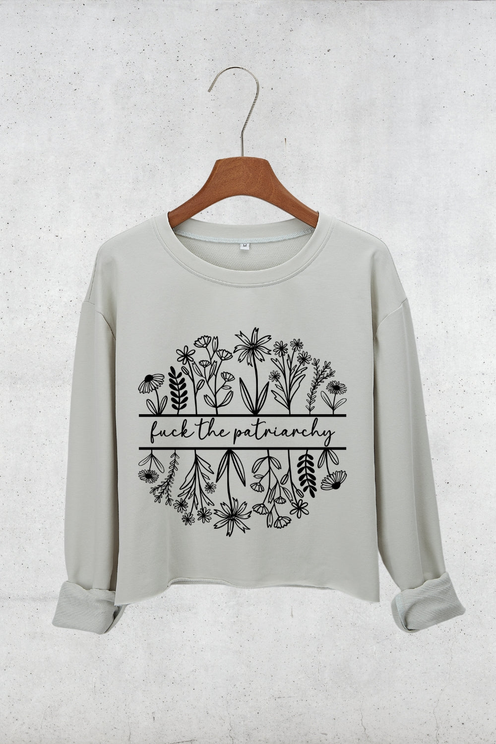 Fuck The Patriarchy Feminist Flowers Crop Sweatshirt For Women
