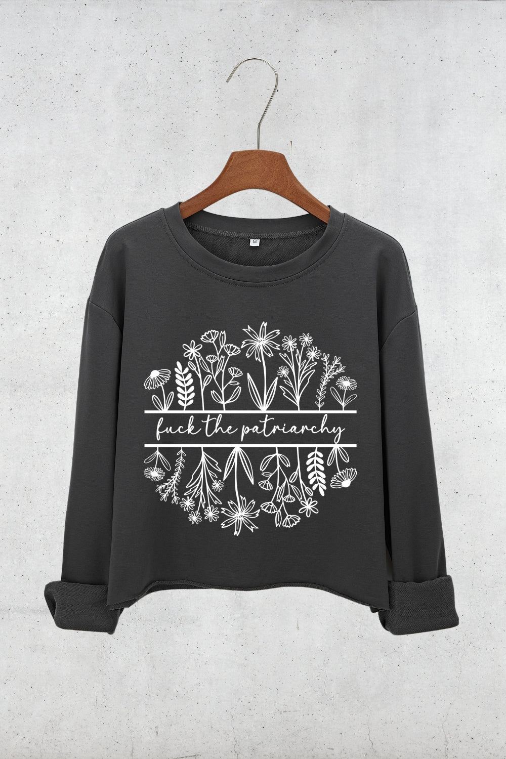 Fuck The Patriarchy Feminist Flowers Crop Sweatshirt For Women