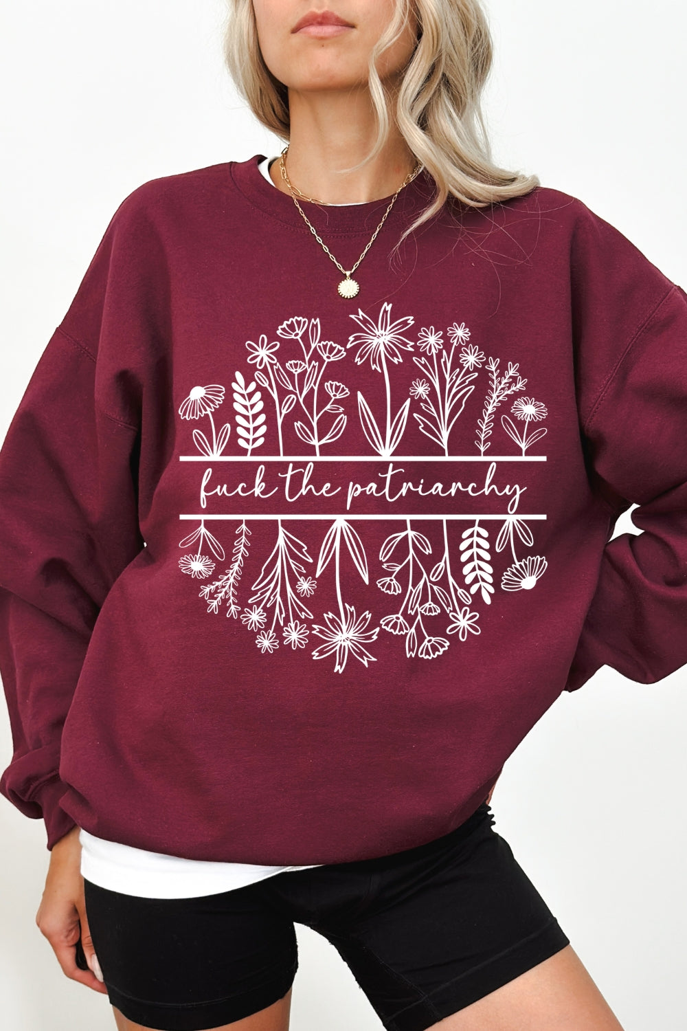 Fuck The Patriarchy Feminist Flowers Sweatshirt For Women