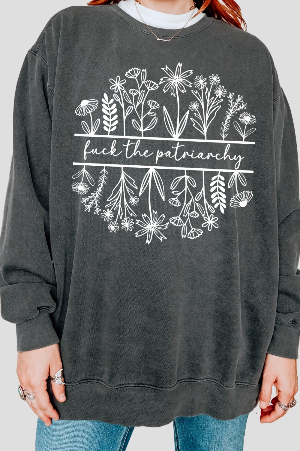 Fuck The Patriarchy Feminist Flowers Sweatshirt For Women