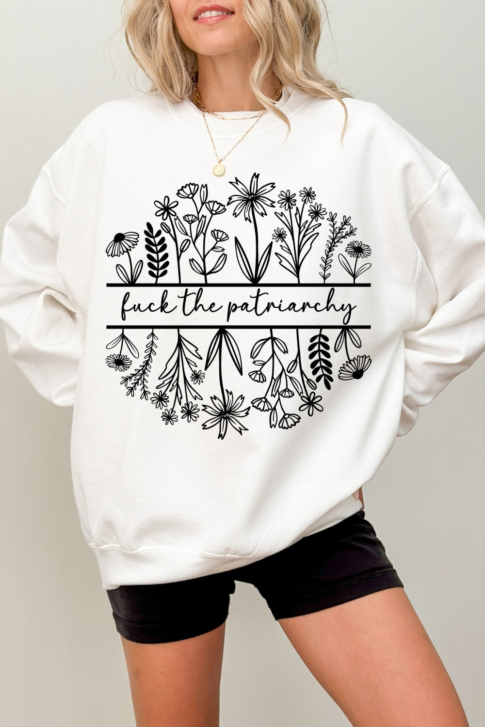 Fuck The Patriarchy Feminist Flowers Sweatshirt For Women
