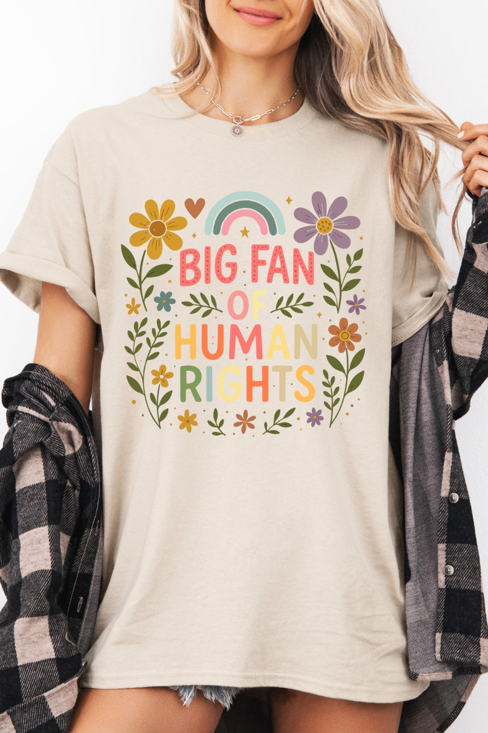 Big Fan Of Human Rights Flowers Tee For Women
